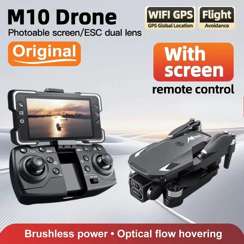 Fpv Brushless Rc Drone 4K - オリジナルドローンM10 4K 5G HDデュアルカメラ、画面付きリモコン、FPV撮影、ブラシレスモーター、折りたたみ式クアッドコプター、RCドローンおもちゃ