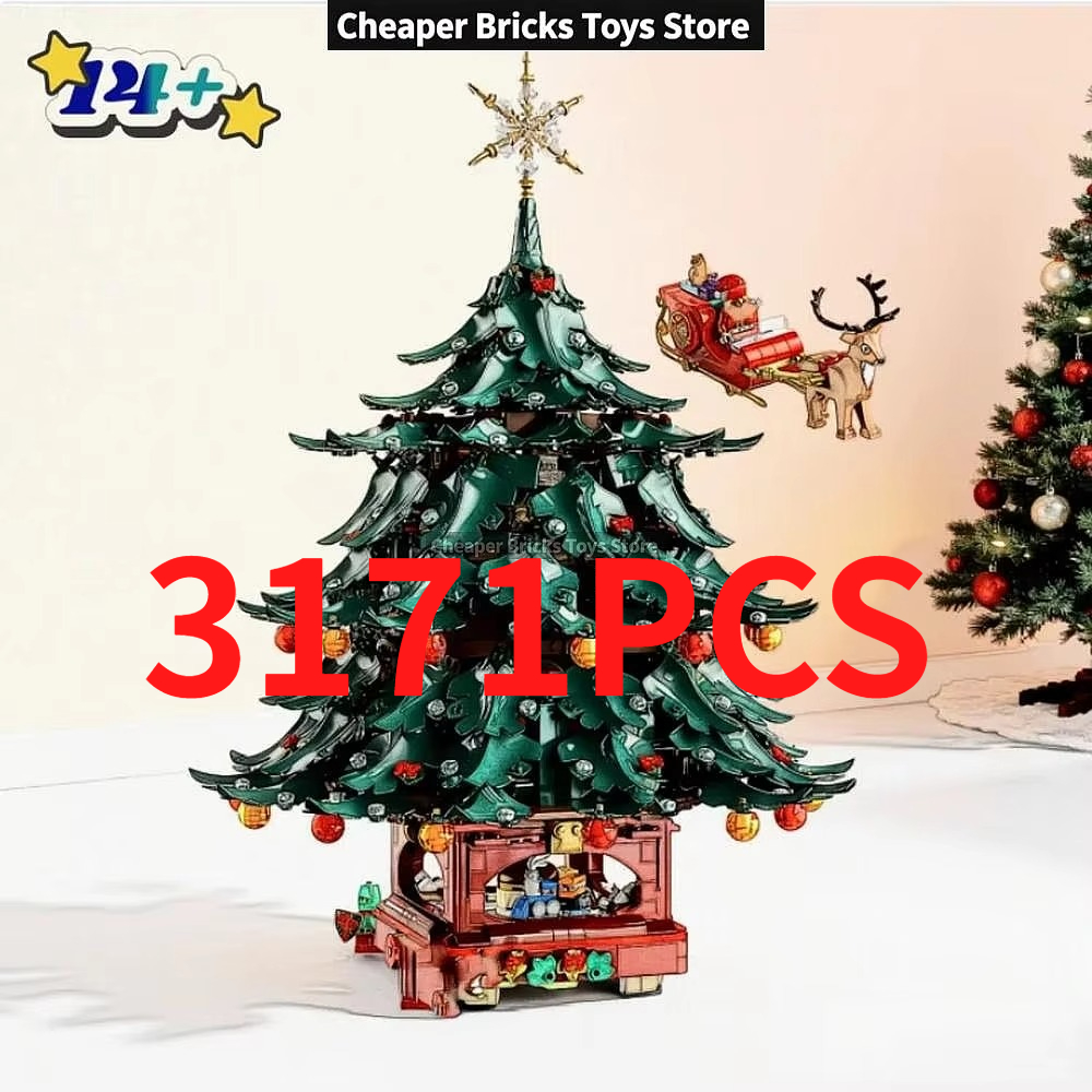 Building Blocks - 最も安価な、在庫ありの3171ピース入り、新しいクリスマスツリーの組み立てブロックモデル。誕生日プレゼントに最適なDIYブロック玩具。