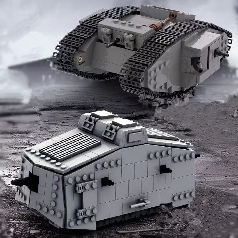 ドイツ軍用ビルディングブロックセット MK IV 戦車 兵士 - Lego Compatible Military Tank のレビューと価格